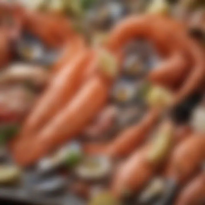 A close-up of fresh seafood items, emphasizing their quality and freshness.