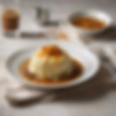 A beautifully plated dish featuring mashed potatoes and gravy.