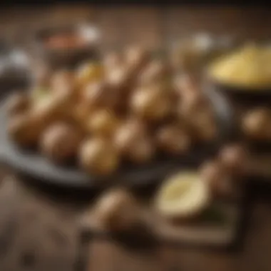 An assortment of potatoes on a rustic wooden table.