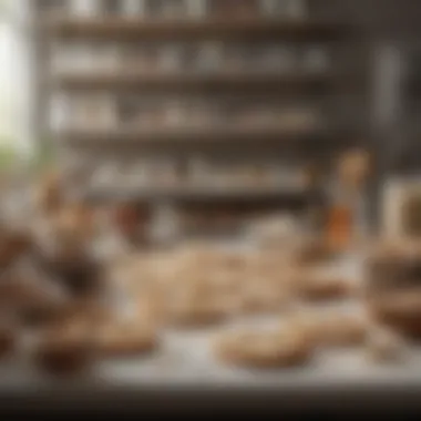 An organized workspace with baking tools and ingredients for making cookies.