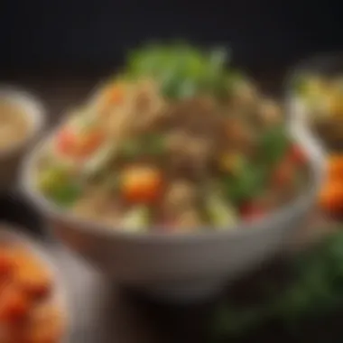 Nutrient-Rich Quinoa Bowl A vibrant bowl of cooked quinoa garnished with fresh herbs and vegetables