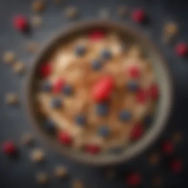 A vibrant bowl of whole grain cereal topped with fresh berries and nuts.