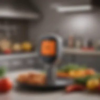 Infrared thermometer used in a professional kitchen