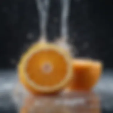 Citrus fruits being rinsed under running water