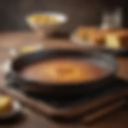 A well-seasoned cast iron cornbread pan showcasing its rich patina