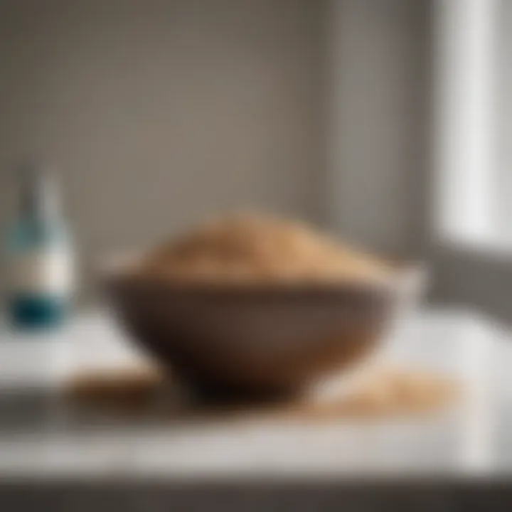 A serene bathroom setting with oat scrub ingredients arranged aesthetically
