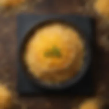 A gourmet dish topped with a generous layer of shredded cheese