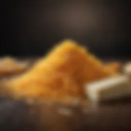 A vibrant display of various shredded cheese types