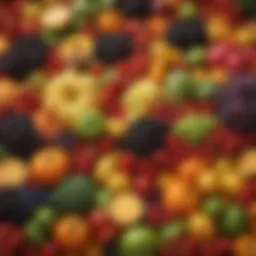 Vibrant assortment of fresh fruits and vegetables ready for juicing