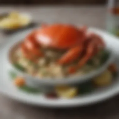 A Luxurious Crab Dish with Herbs and Spices A luxurious crab dish garnished with herbs and spices
