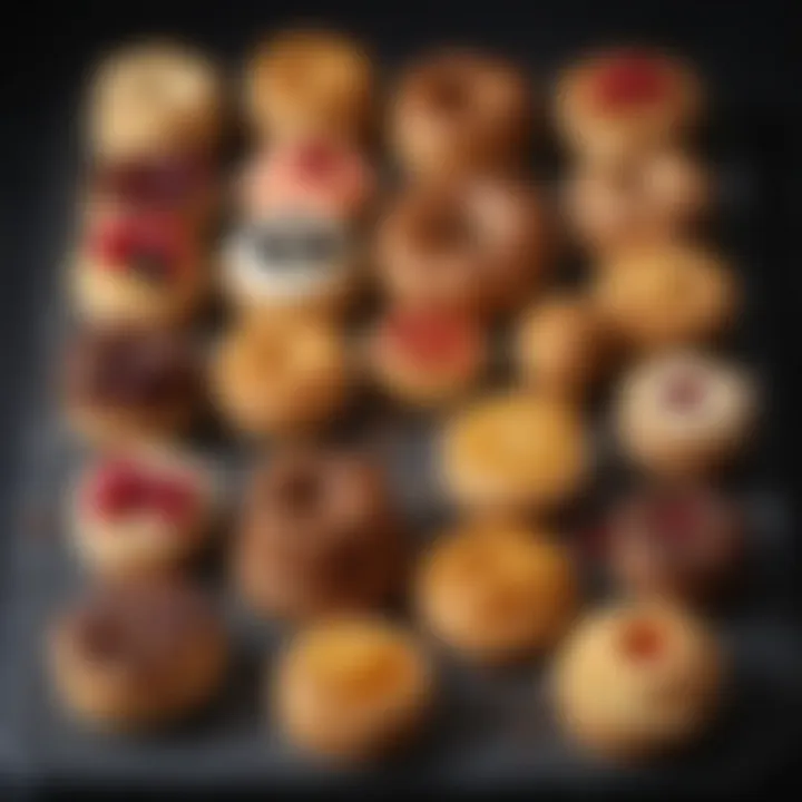 A variety of British pastries displayed artfully