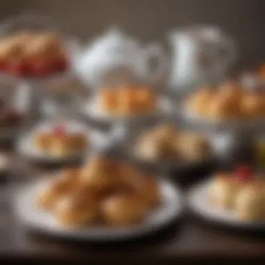 Elegant Tea-Time Treats A beautifully arranged tea-time setting featuring baked goods