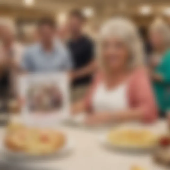 A candid moment of Paula Deen sharing stories with fans during a book signing event