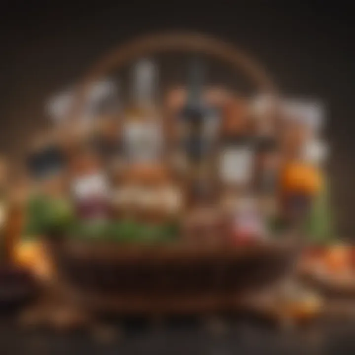 A beautifully packaged gourmet gift basket filled with artisanal treats