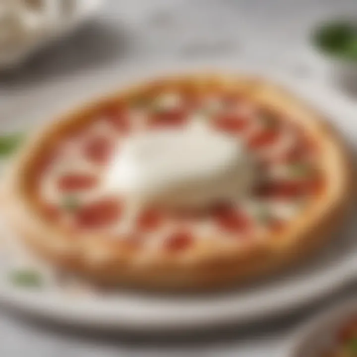 Cow's milk mozzarella highlighting its meltability on a pizza