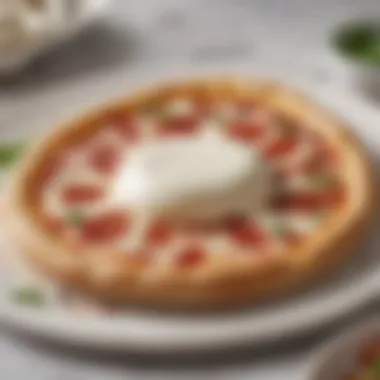 Meltable Cow's Milk Mozzarella Cow's milk mozzarella highlighting its meltability on a pizza