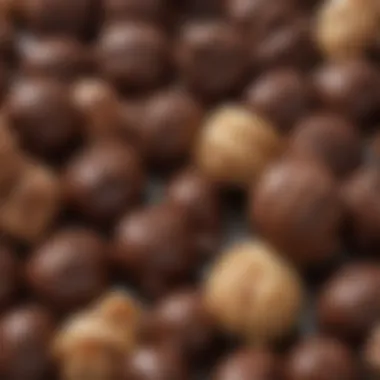 A close-up of chocolate taffy being pulled and stretched, highlighting its unique texture.