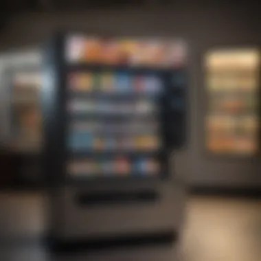 An entrepreneur successfully operating a used vending machine in a busy location.