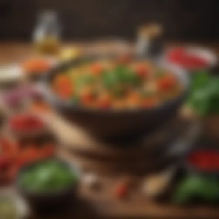 An array of fresh ingredients used in General Tao, emphasizing quality and authenticity