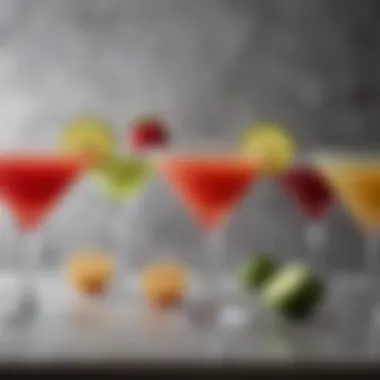 A collection of daiquiri variations in unique glasses