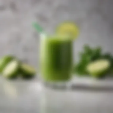 Garnished Green Juice Delight Fresh green juice garnished with a slice of lime