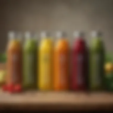 Nutrient-Rich Juice Selection Bottles of various nutritious juices lined up