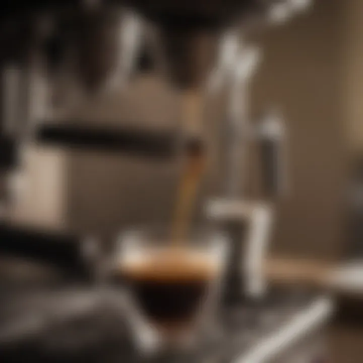 Close-up of espresso shot extraction