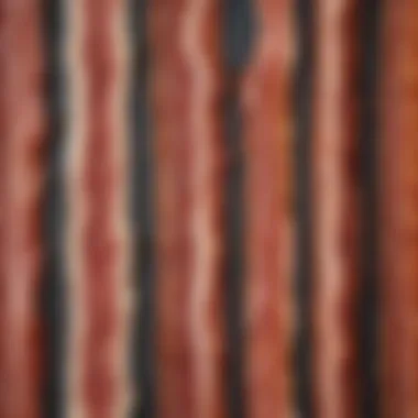 Diverse Vegetarian Bacon Alternatives An array of colorful vegetarian bacon substitutes made from various plant-based ingredients.