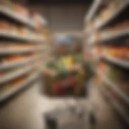 Elegant shopping cart filled with fresh groceries