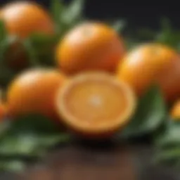 Vibrant oranges with a backdrop of green leaves, symbolizing health