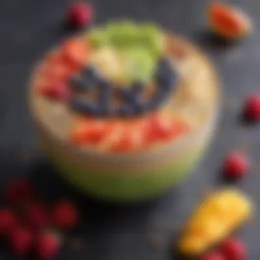 Vibrant Smoothie Bowl A colorful smoothie bowl adorned with fresh fruits and seeds