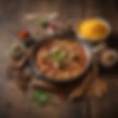 Spices arranged artistically on a rustic table highlighting their importance