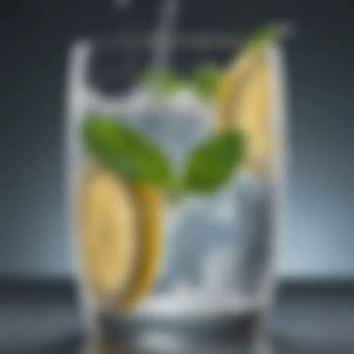 A refreshing glass of flavored fizzy water garnished with mint and lemon.