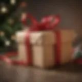 A beautifully wrapped gift box with a festive ribbon on a cozy background.