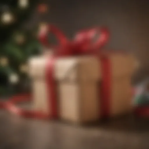 A beautifully wrapped gift box with a festive ribbon on a cozy background.