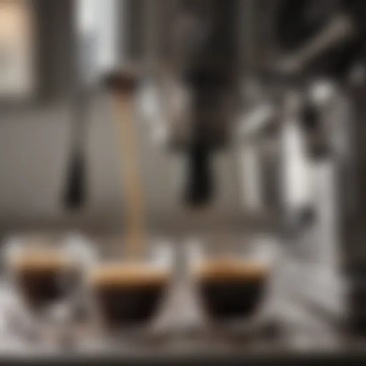 Close-up view of espresso extraction