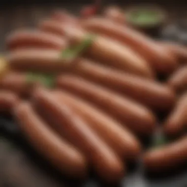 Variety of sausages made using beef middle casings