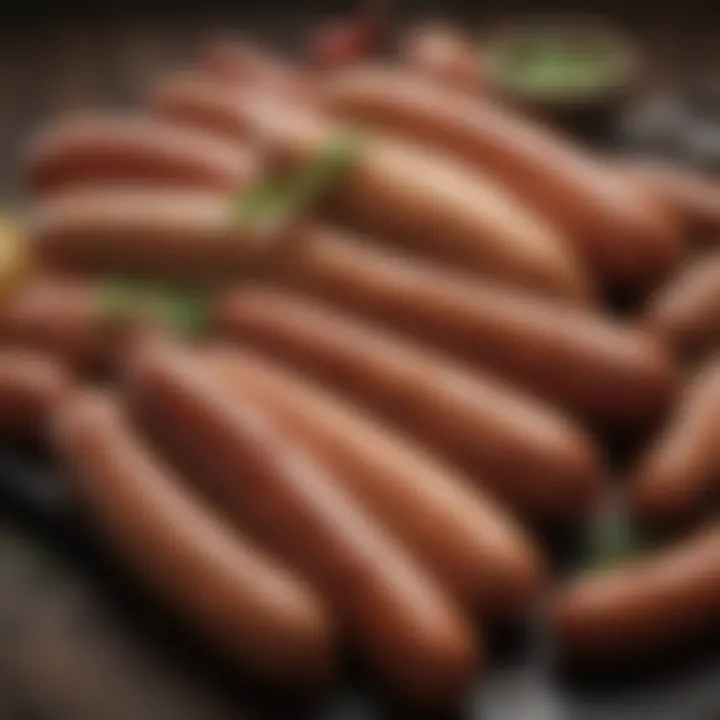 Variety of sausages made using beef middle casings