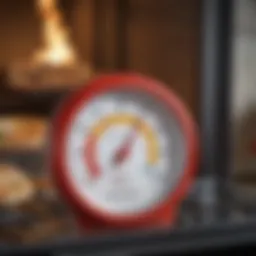 Calibrated oven thermometer displaying precise temperature measurement