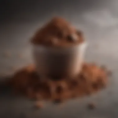 A close-up view of rich cocoa powder and fresh ingredients used in chocolate frosty