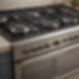 Top-mounted knobs on a modern gas range