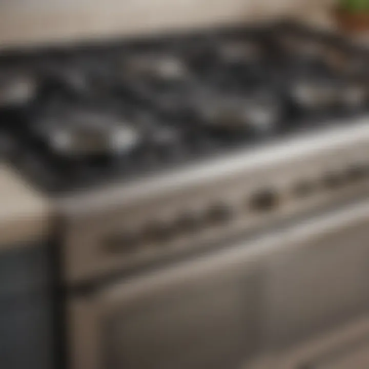 Top-mounted knobs on a modern gas range