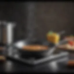 A close-up of a magnetic pan demonstrating induction compatibility