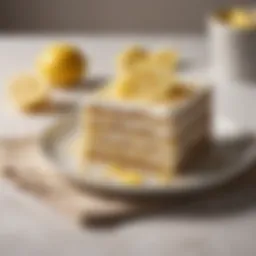 Slices of lemon icebox cake on a decorative plate