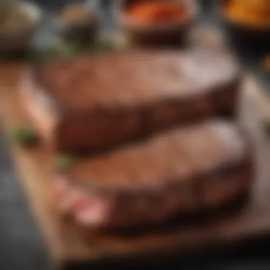 Grilled Steaks Enhanced by Longhorn Rub An assortment of grilled steaks seasoned with Longhorn rub