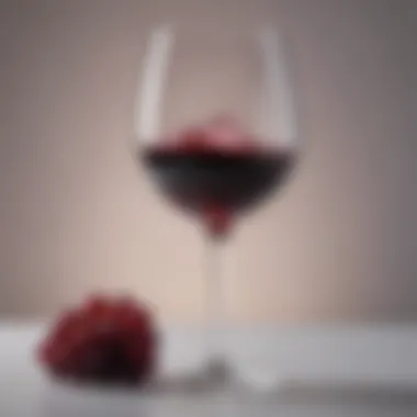 Close-up of a glass of red wine with low calorie content