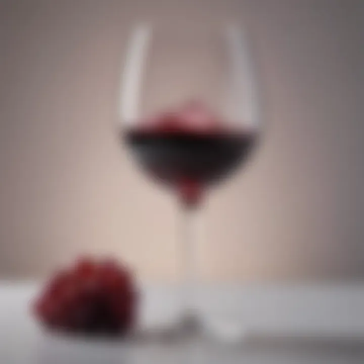 Close-up of a glass of red wine with low calorie content