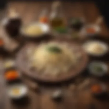 Ingredients for Making Mirin Mirin ingredients laid out on a rustic wooden table