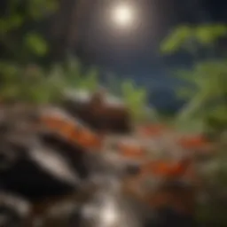 Close-up of nightcrawlers in a natural habitat