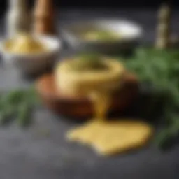 Elegant presentation of Béarnaise sauce with fresh herbs